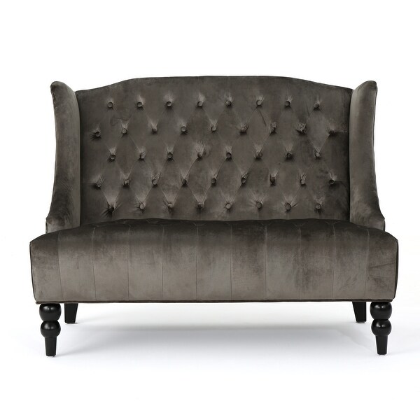 Leora Modern Glam Tufted Velvet Wingback Loveseat by Christopher Knight ...