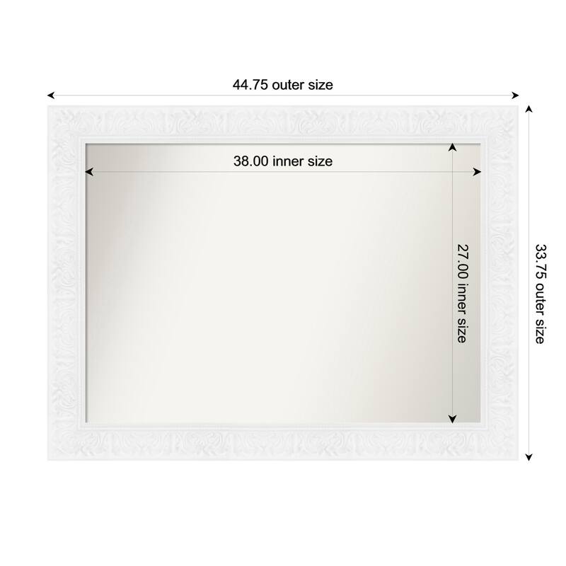 Luxe Non-Beveled Framed Wall Mirror - 45 x 34 in - Luxe White