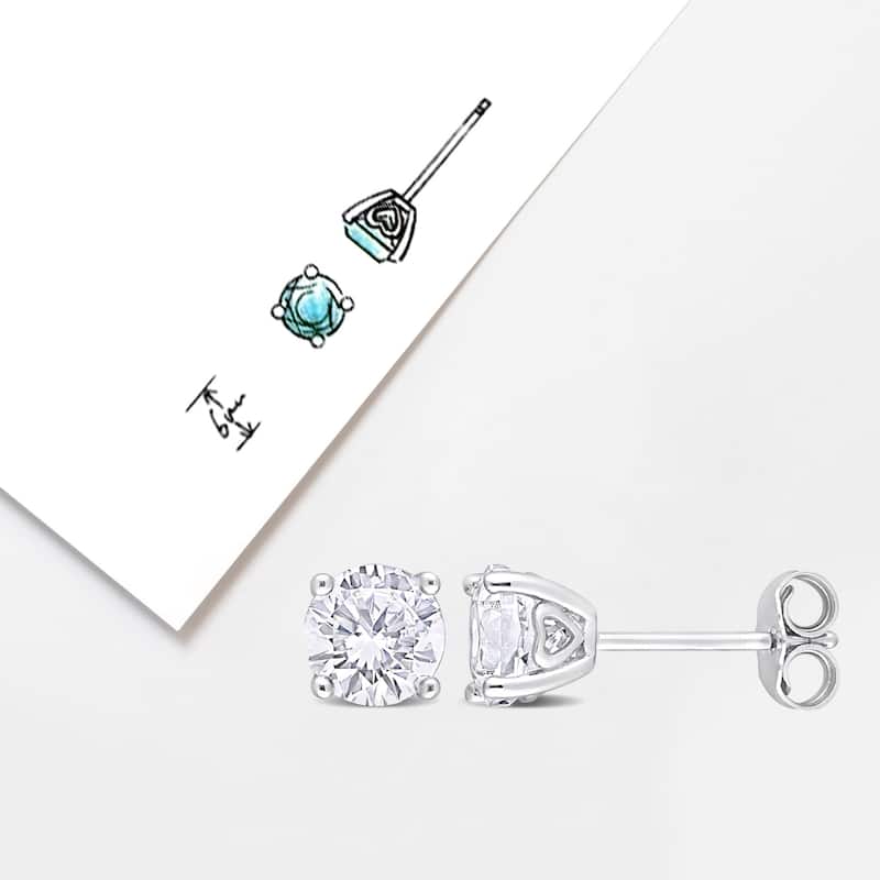 Miadora 2ct TGW Created White Sapphire Stud Earrings Sterling Silver