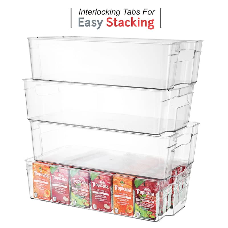StorageBud 8 Piece Refrigerator Organizer Bins - Stackable Freezer Organizer - Clear Refrigerator Organizer - Acrylic Fridge Bin