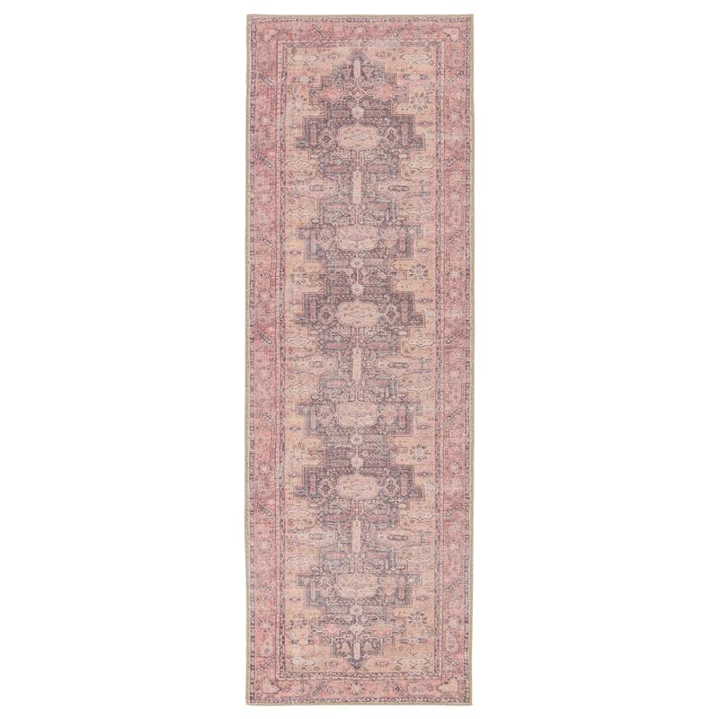 Cosima Machine Washable Medallion Pink/ Dark Purple Area Rug - 2' 6" x 7' 6" - Runner