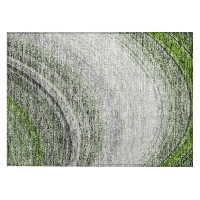 Machine Washable Indoor/ Outdoor Chantille Abstract Wave Rug