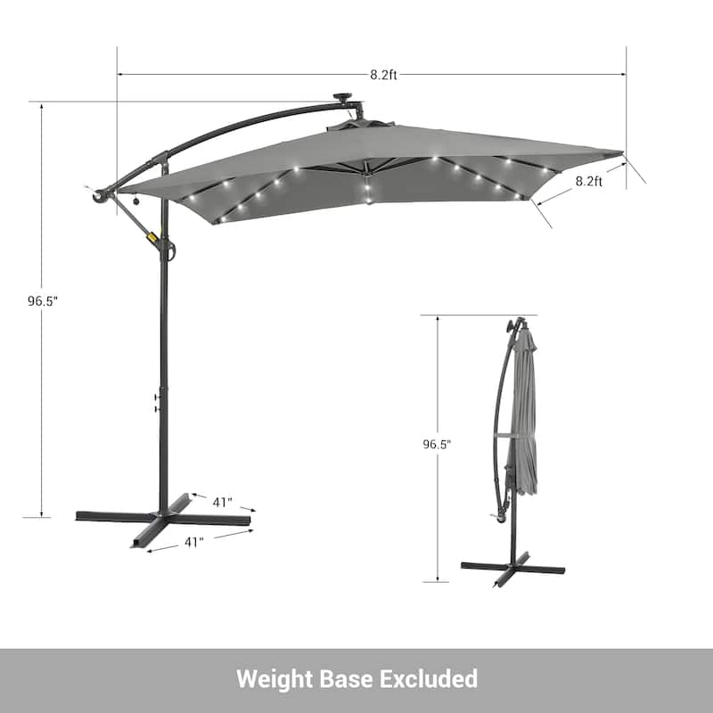 LIVOOSUN Outdoor Patio Umbrella, Square Canopy Offset LED Umbrella