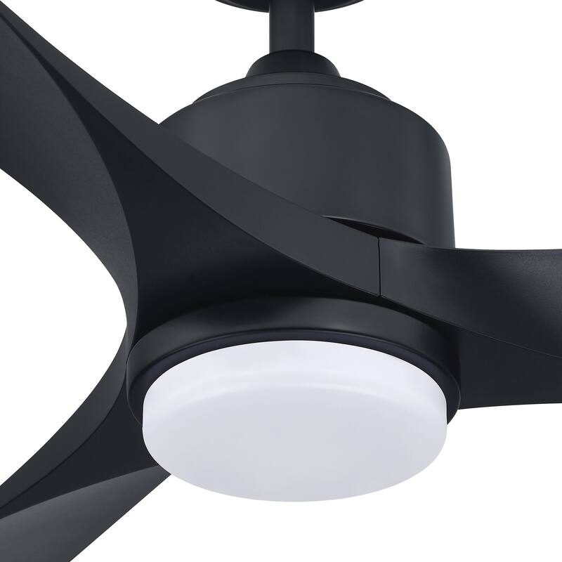 66" Industrial Black Large Ceiling Fan with Dimmable LED Light and Remote