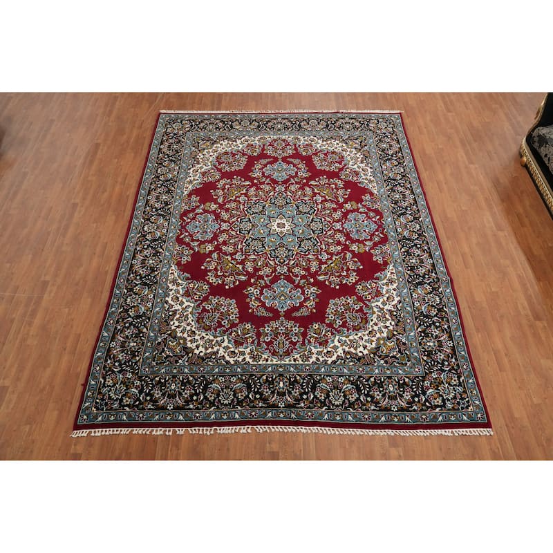 Floral Red Tabriz Turkish Area Rug Machine-Made Traditional Carpet - 9'9" x 12'9"