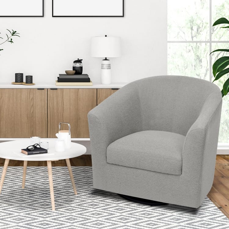 Ariana 360 Degree Swivel Barrel Chairs, swivel accent chairs for living room with armrest, bucket chairs for Home