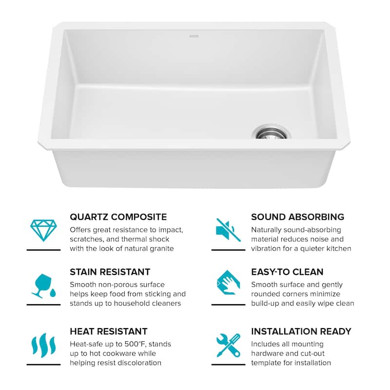 KRAUS Forteza Granite 32 inch 1-Bowl Undermount Kitchen Sink