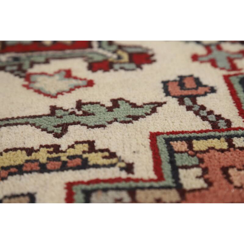 Hand Knotted Oriental 100% Wool Carpet Traditional Medallion Beige & Ivories Heriz (serapi) Area Rug - 12' 2'' X 8' 9''
