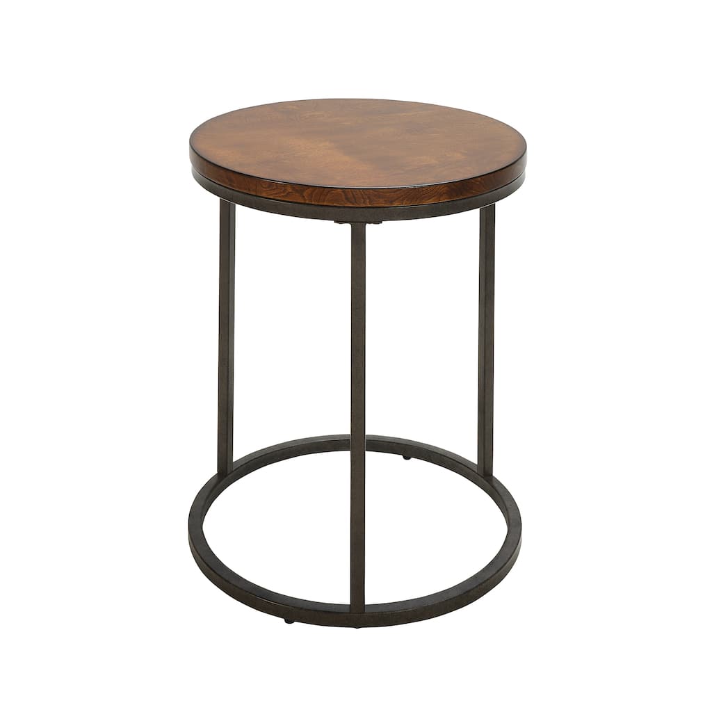 Carolina Living Orson 18" Round Top Accent Table - Chestnut/Industrial
