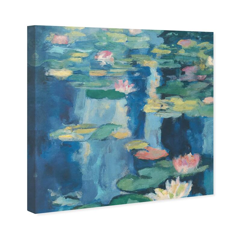 Wynwood Studio Canvas Floral and Botanical The Lily Pond Impressive Blue and Modern & Contemporary Wall Art Canvas Print