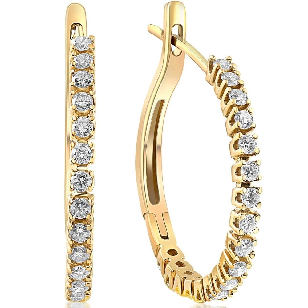 Bliss Diamond 10k Yellow Gold 1/2 ct TDW Diamond Hoops - White