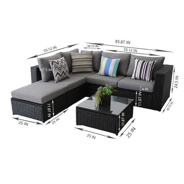 Grey corner top rattan set