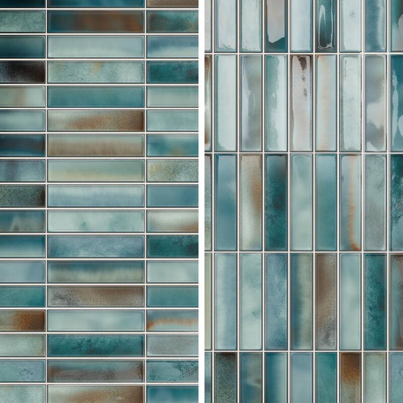 Merola Tile Borealis Aqua 5-7/8" x 11-3/4" Ceramic Wall Tile