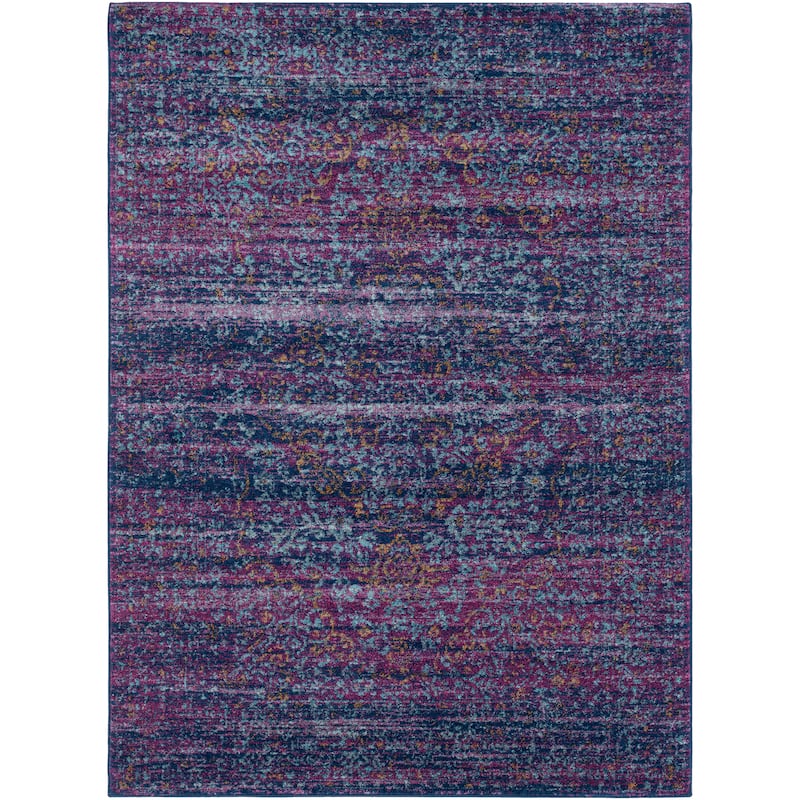 Haute-Hali Persian Distressed Purple/ Blue Area Rug - 5'3" x 7'3"