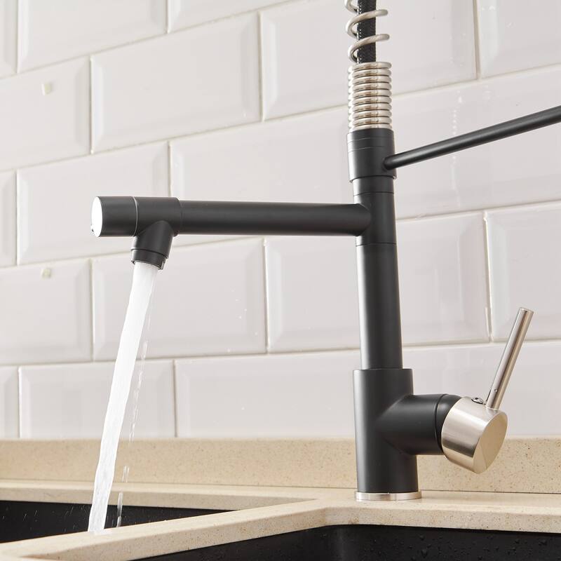 Single Handle Pull Down Kitchen Faucet with Lock Sprayer