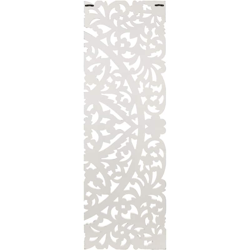 Luzie Floral Hand Carved Antique White Wooden 48x48-inch 3-Panel Wall Art