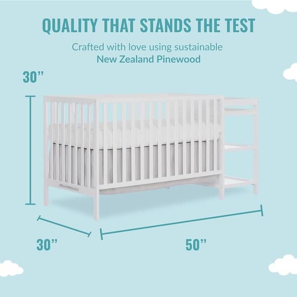 Dream On Me Synergy 5-in-1 Convertible Crib And Changer - White