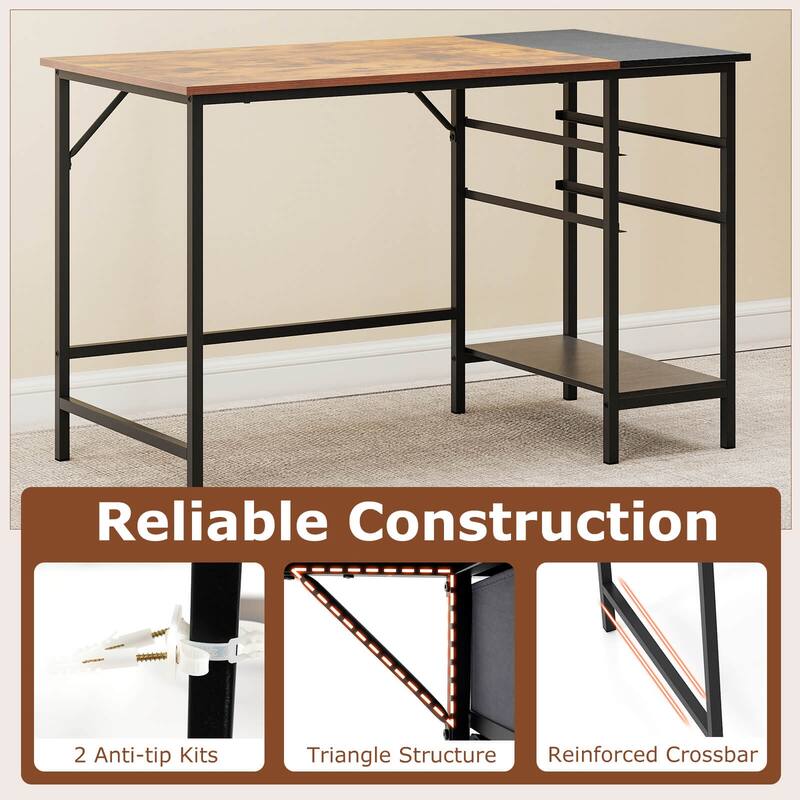 Costway 48” Computer Desk Industrial Home Office Desk with Open