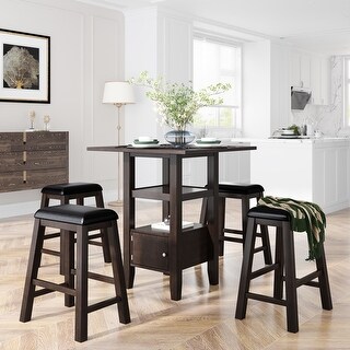 5 Pieces Counter Height Wood Kitchen Dining Table Set with 4 ...