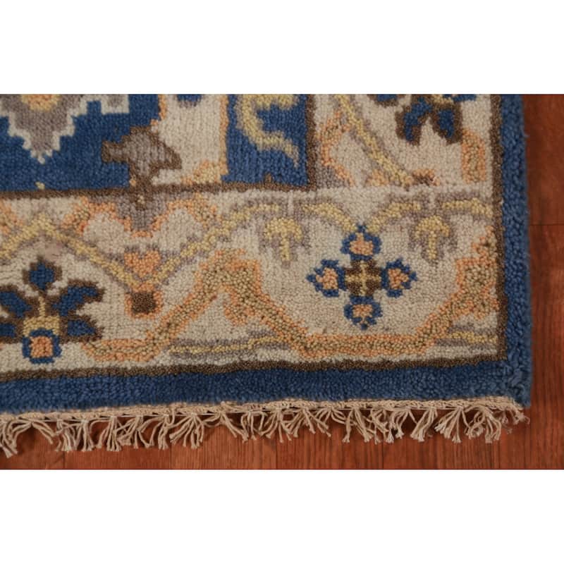 Blue Oushak Oriental Runner Rug Handmade Hallway Wool Carpet - 2'6"x 9'9"