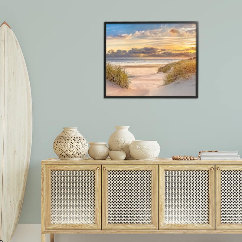 Stupell Serene Beach Between Dunes Framed Giclee Art Design By Mike Calascibetta