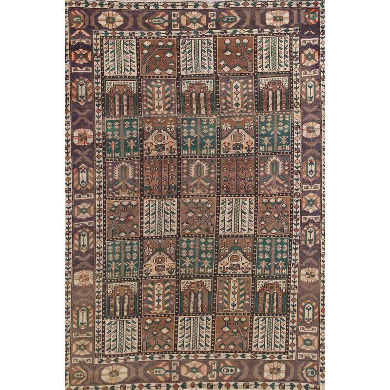 Distressed Bakhtiari Persian Vintage Area Rug Handmade Wool Carpet - 6'8"x 9'9"
