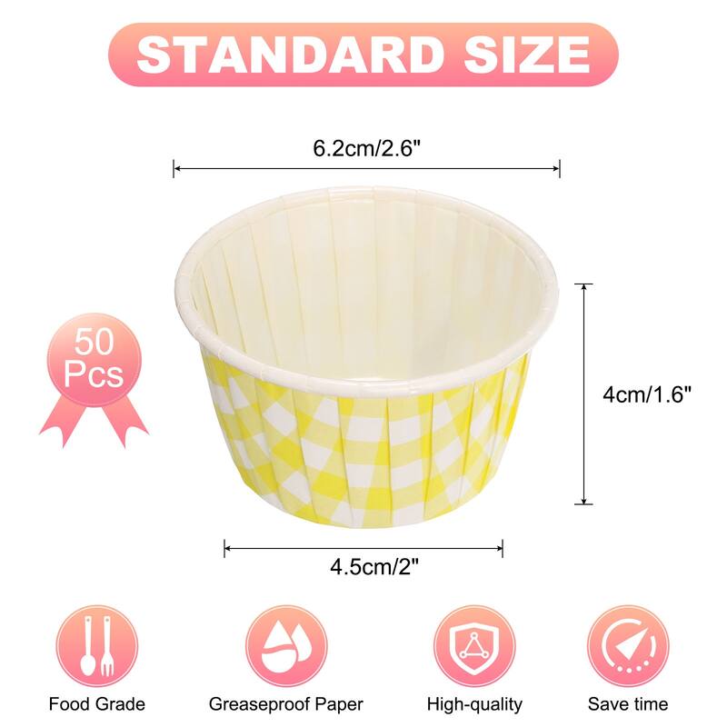 Mini Lattice Cupcake Liners,50Pcs Cupcake Muffins Liners Holders - Light Yellow and White