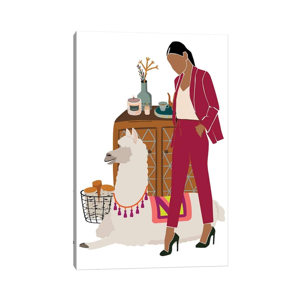 iCanvas "Christmas With Llama" by Jania Sharipzhanova Canvas Print
