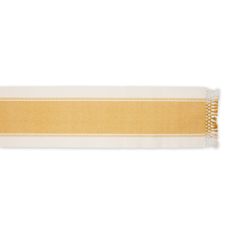 DII Striped Fringe Ribbed Table Runner 13x72"