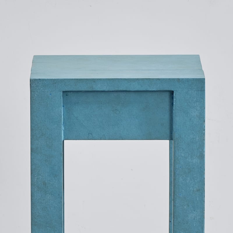 Modern Classic Blue/Grey Square Wooden Light End Table, Side Table