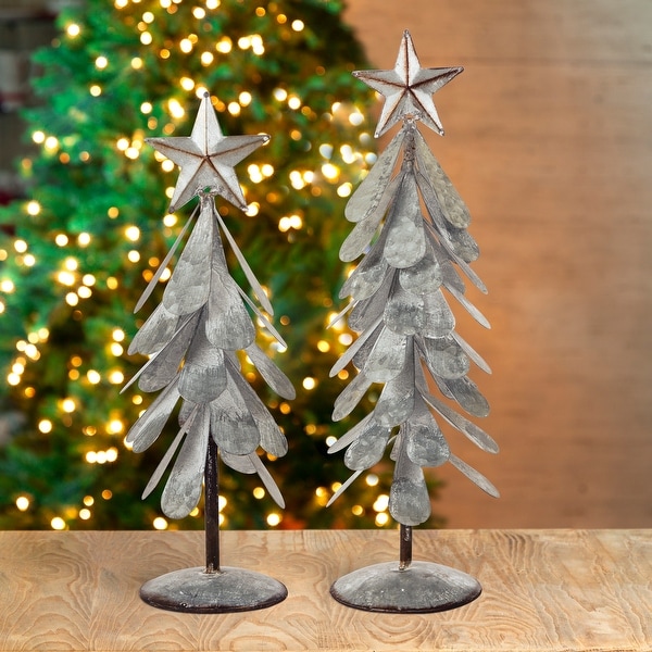 Glitzhome Galvanized Metal Christmas Table Tree Decor