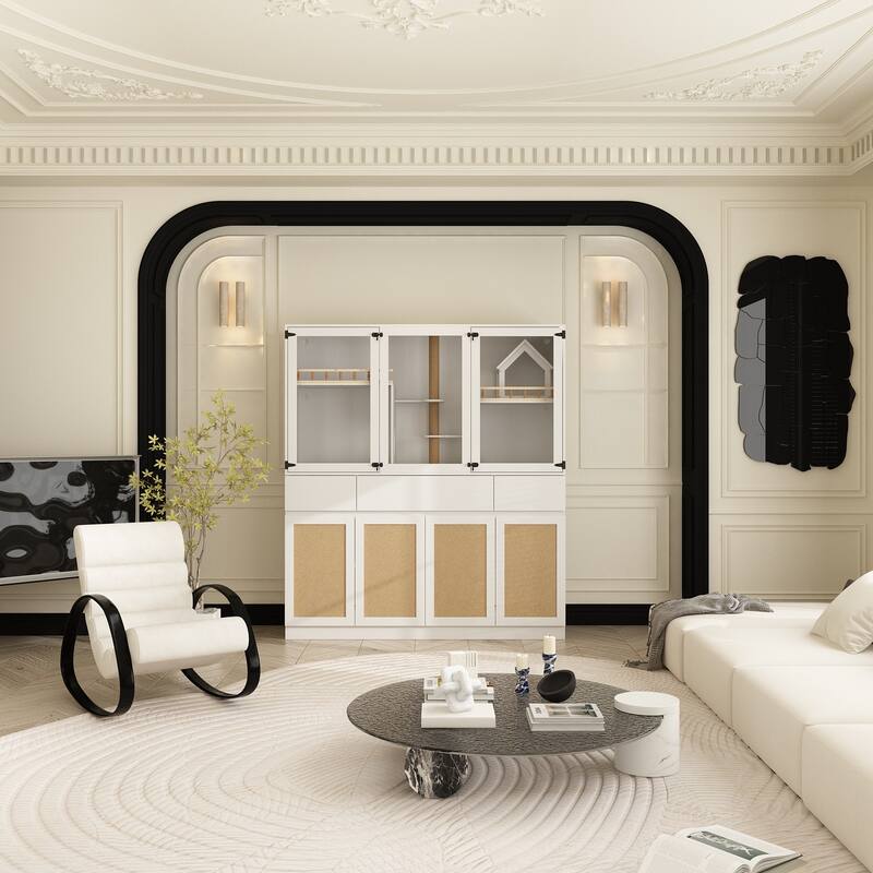 63" Modern Pet Display Hutch with Storage Shelves for Home Organization