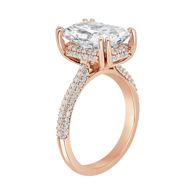 Auriya 14k Gold 4 1/2ctw Lab grown Radiant Vintage Hidden Halo Diamond Engagement Ring (F-G VS)