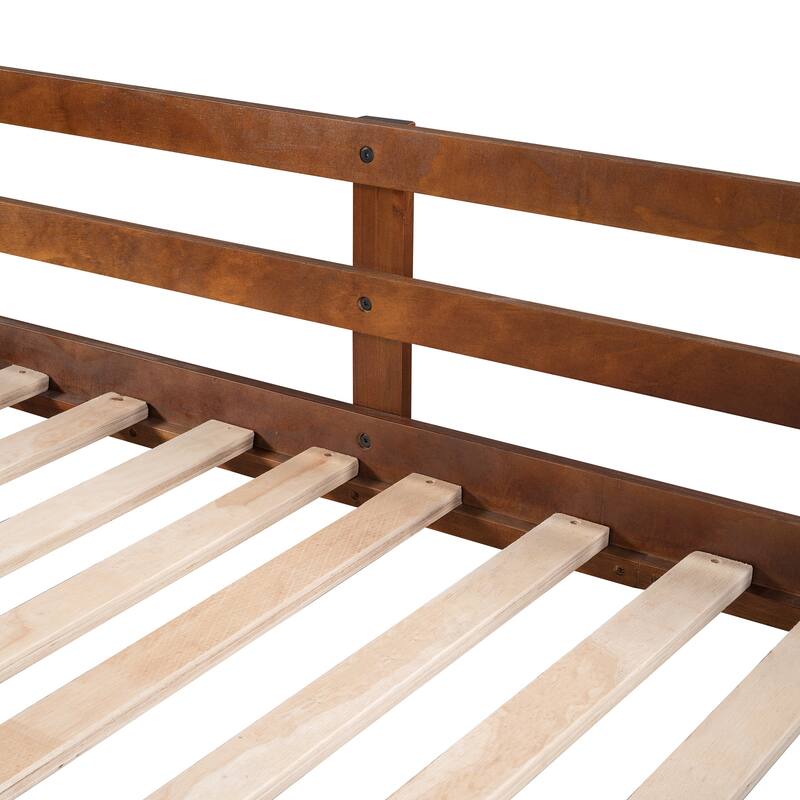 Wood Bunk Beds, Twin-Over-Twin Staircase Bunk Bed with Trundle&Storage