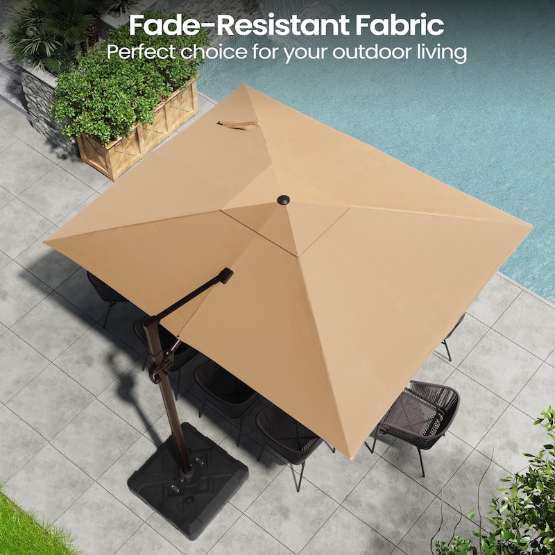 Pellebant 9 FT x 12 FT Outdoor Patio Cantilever-Offset Umbrella with Base