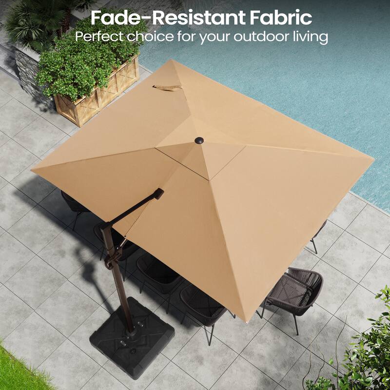 Pellebant 9 FT x 12 FT Outdoor Patio Cantilever Umbrella with Base Stand