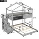 preview thumbnail 5 of 17, Modern Twin Over Full House Bunk Bed With Storage Staircase And Blackboard,Sturdy Frame for Bedroom