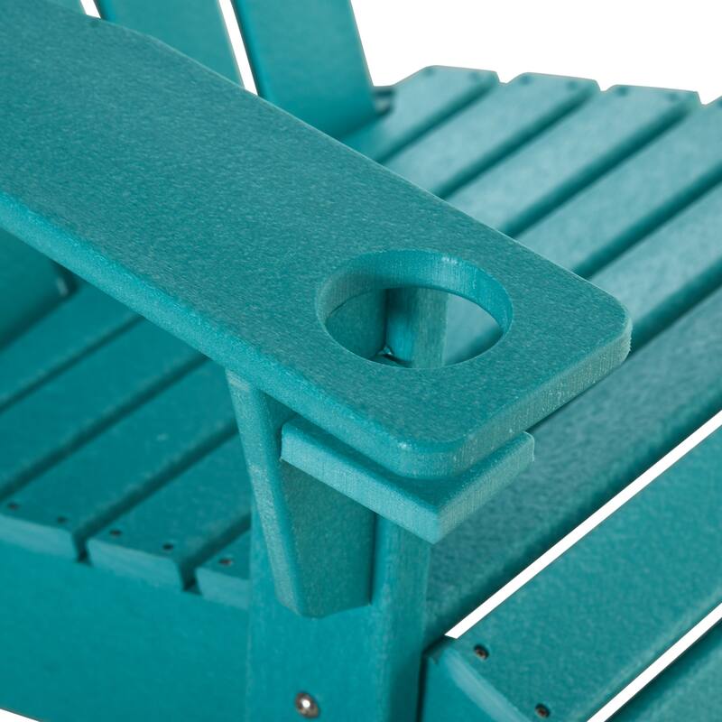 Hdpe All-Weather Outdoor Adirondack Chair With Cup Holder, Fire Pit Chair For Backyard, Deck, Lawn, Garden