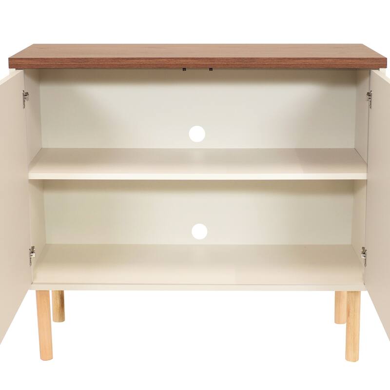 Sunnydaze Mid-Century Modern 2-Door Accent Cabinet with Shelves