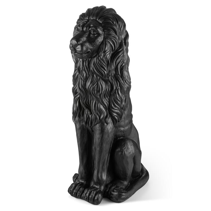 Glitzhome 36.25"H Oversized MGO Bronze/White/Black Sitting Lion Garden Statue