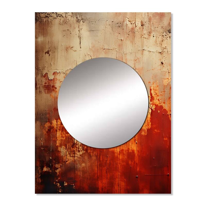 Designart "Orange Chaos Collage III" Abstract Collages Mirror Orange - Modern Large Mirror Wall Art For Bathroom