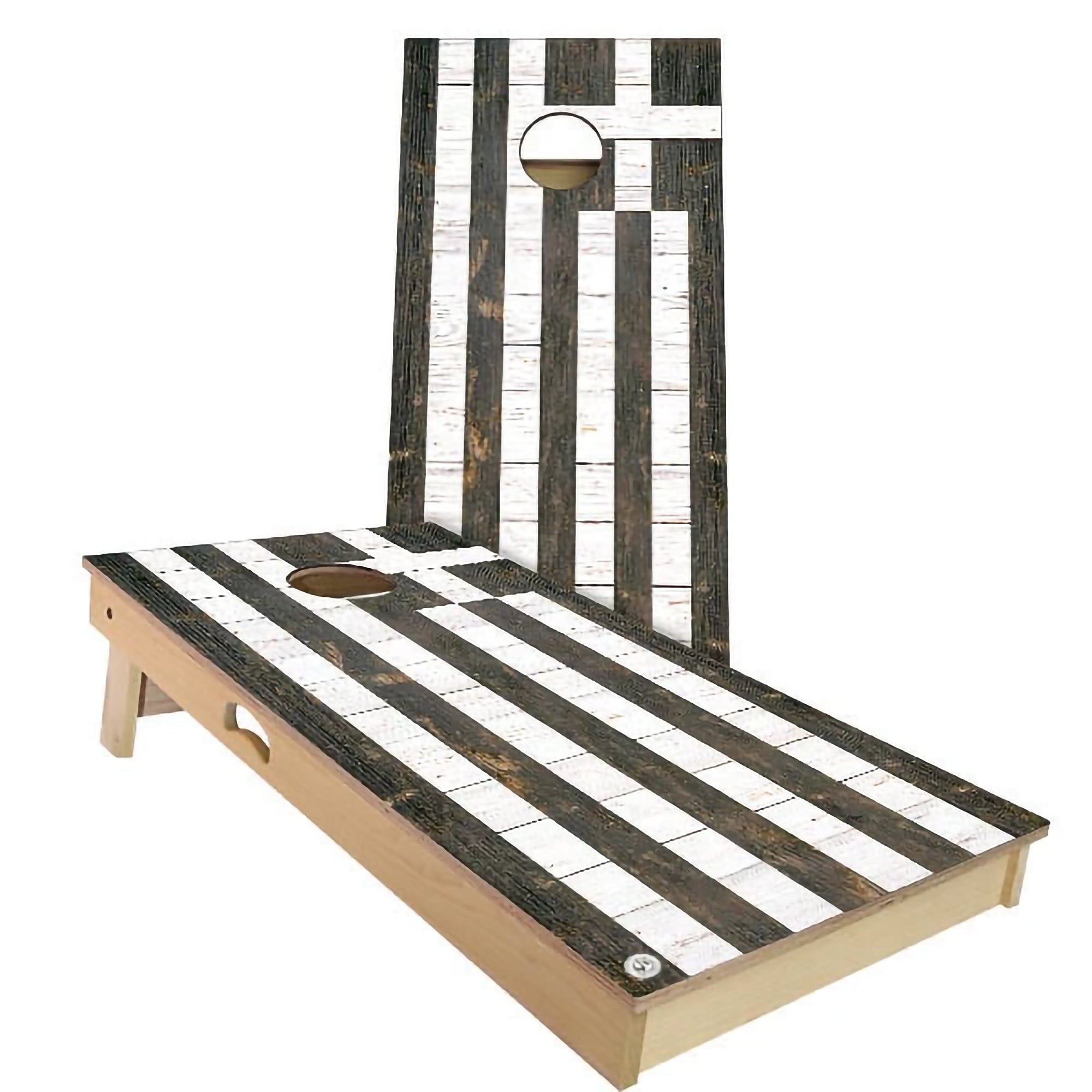 Greece Flag Rustic Outdoor Cornhole Board Set
