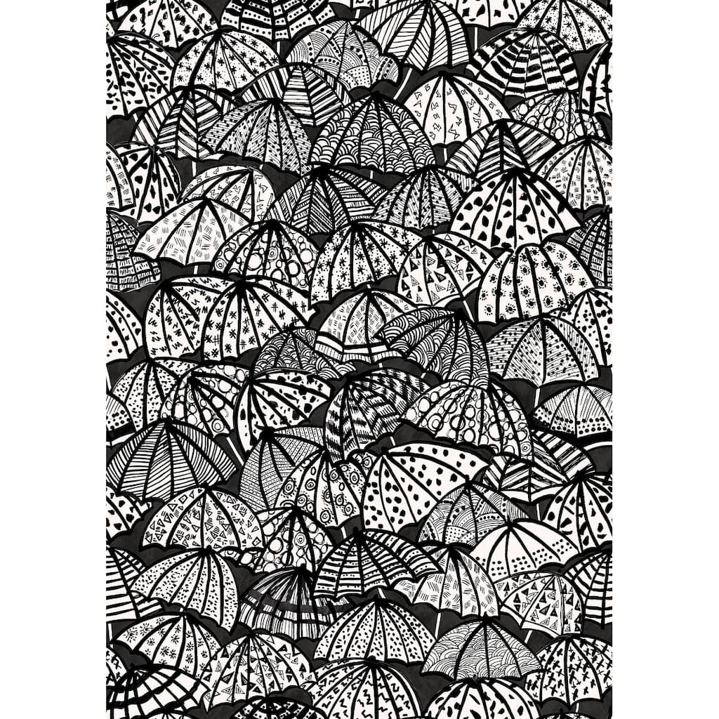 Dara Black Jolly Brollies Wallpaper