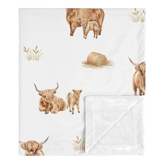 Sweet Jojo Designs Boho Highland Cow Boy, Girl, Gender Neutral Baby Receiving Security Swaddle Blanket - Farm Animal, Farmhouse