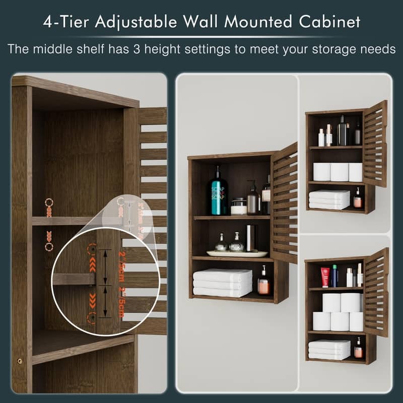 Bathroom Storage Cabinet Wall Mounted - 7.87"D x 15.75"W x 23.62"H