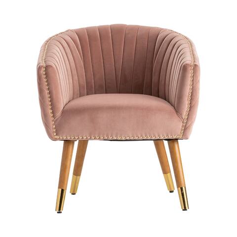 Rosslyn Pink Velvet Barrel Chair - 29.5"H x 27.5"W x 26.4"D