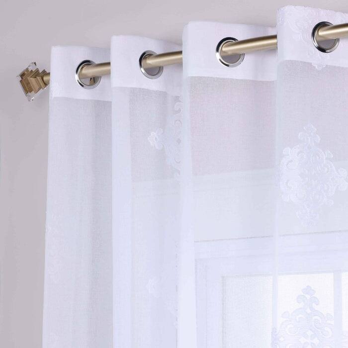 Superior Damask Grommet Sheer Window Curtain Panels (Set of 2)