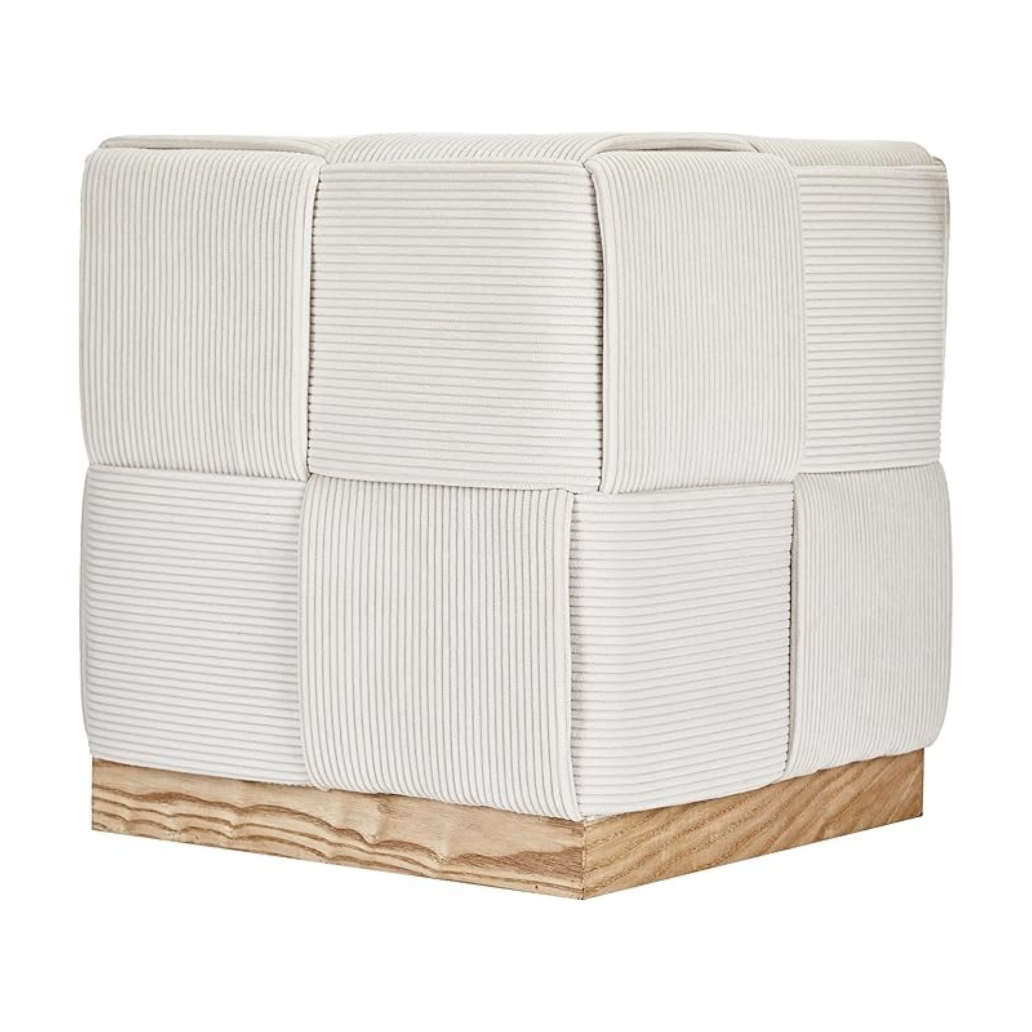 Aria Home Upholstered Corduroy Square Ottoman Foot Stool Accent