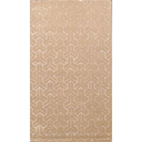 Wool/ Silk Geometric Modern Trellis Area Rug Oriental Hand-tufted - 5'0" x 8'0"