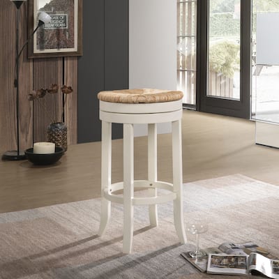 The Curated Nomad Aragon Rush Seat Swivel 30-inch Bar Stool - N/A